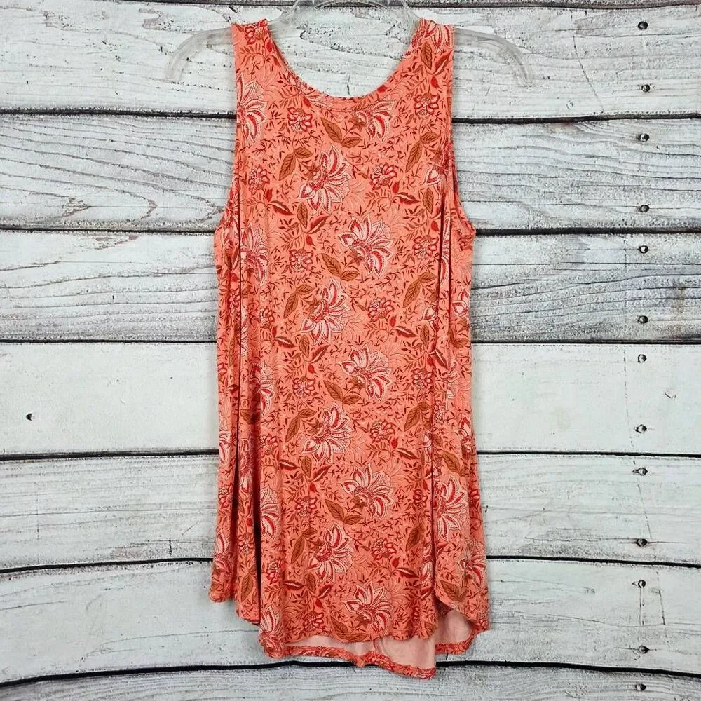 Old Navy Luxe Floral Tank Dress Womens S Tall Coral - Picture 1 of 6
